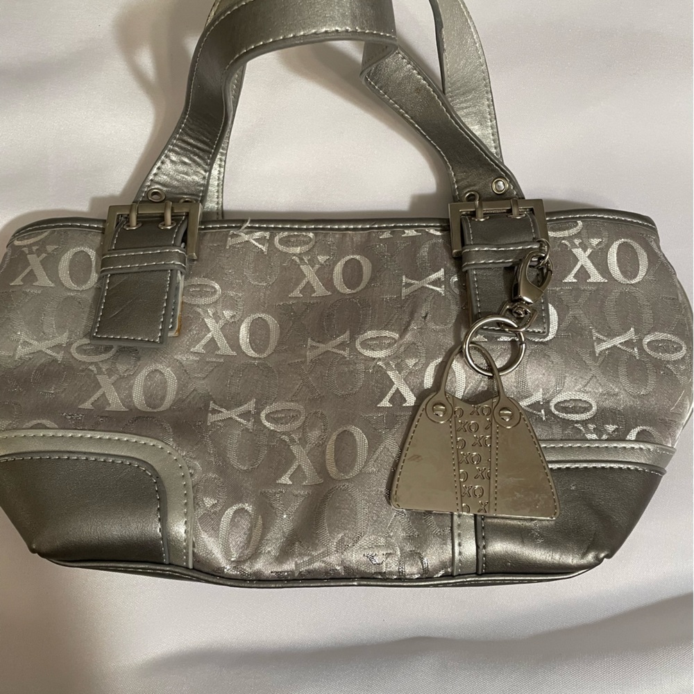 XOXO Metallic Silver‎ Purse Women’s Logo Handbag with silver purse Charm